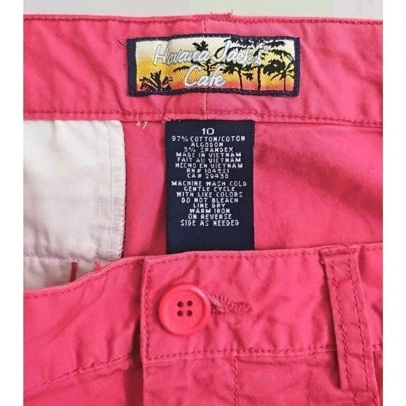 Havana Jacks Cafe ~Woman Size 10~ Coral Pink Straight Rayon High Rise Crop Pants - Picture 4 of 9